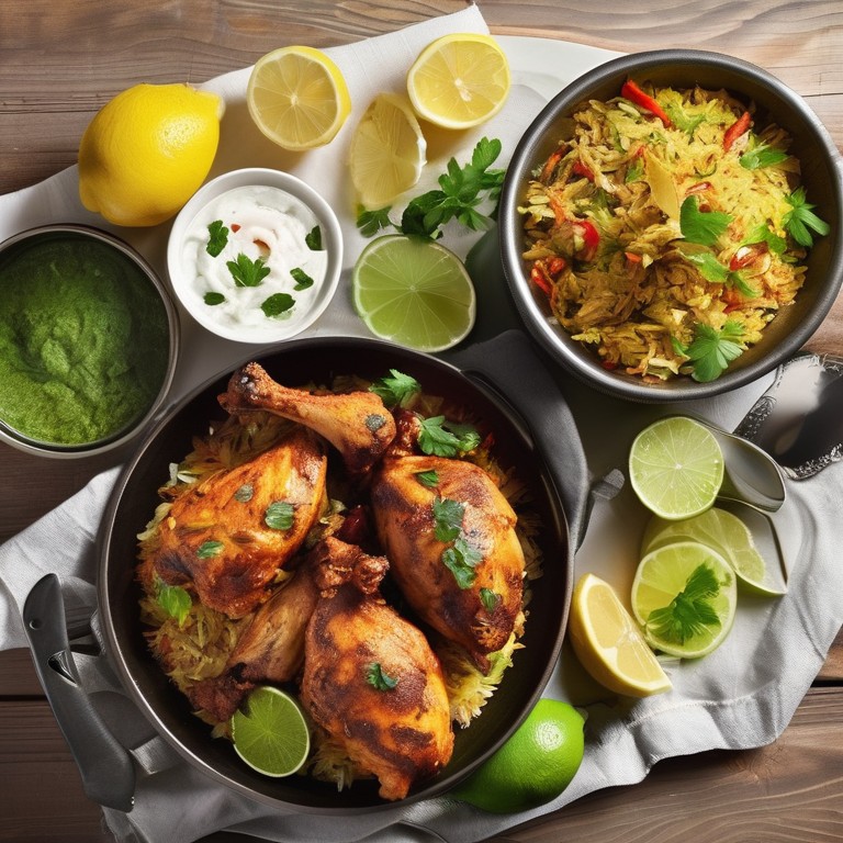 Spicy Chicken Biriyani with Broasted Chicken and Grilled Juicy Fish