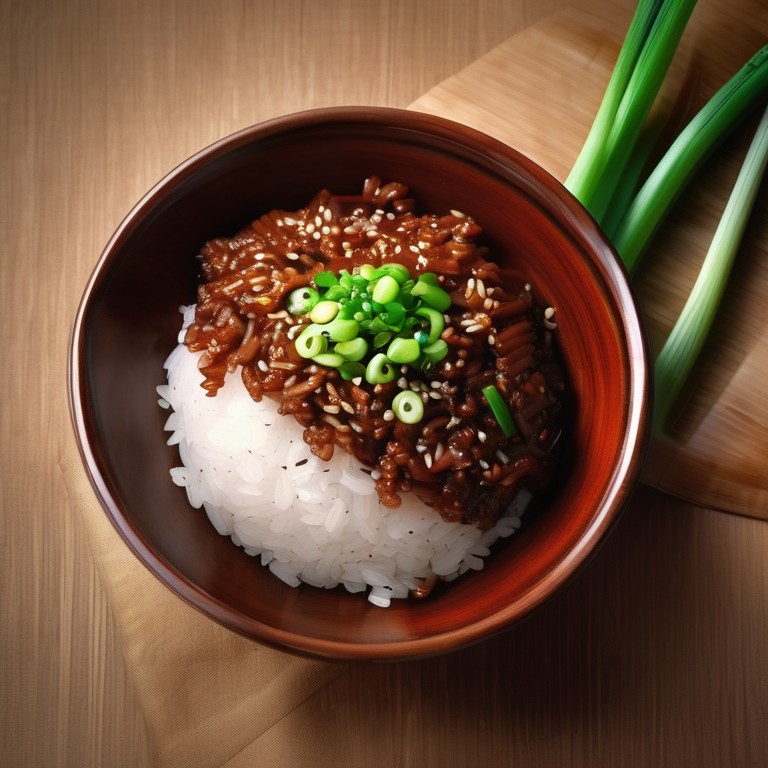 Savory Soy-Glazed Rice with Minced Meat