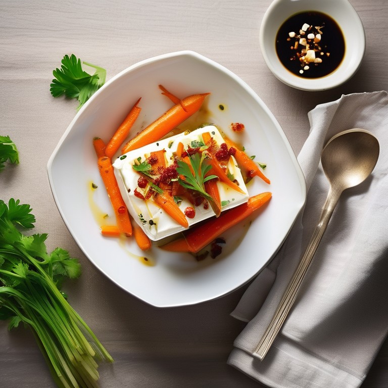Baked Feta with Spicy Korean Carrots
