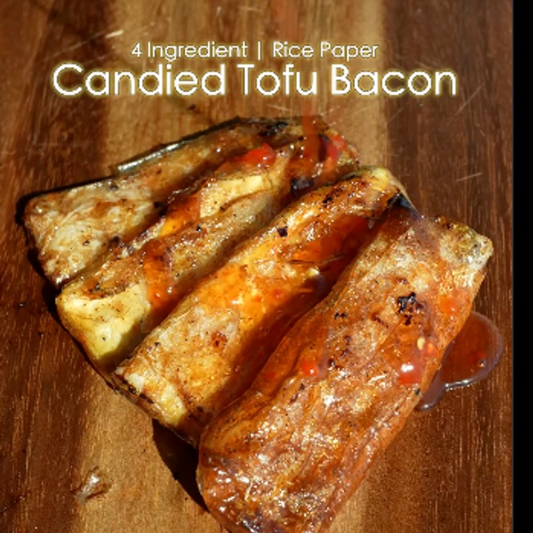 4 Ingredient Rice Paper Candied Tofu Bacon Recipe