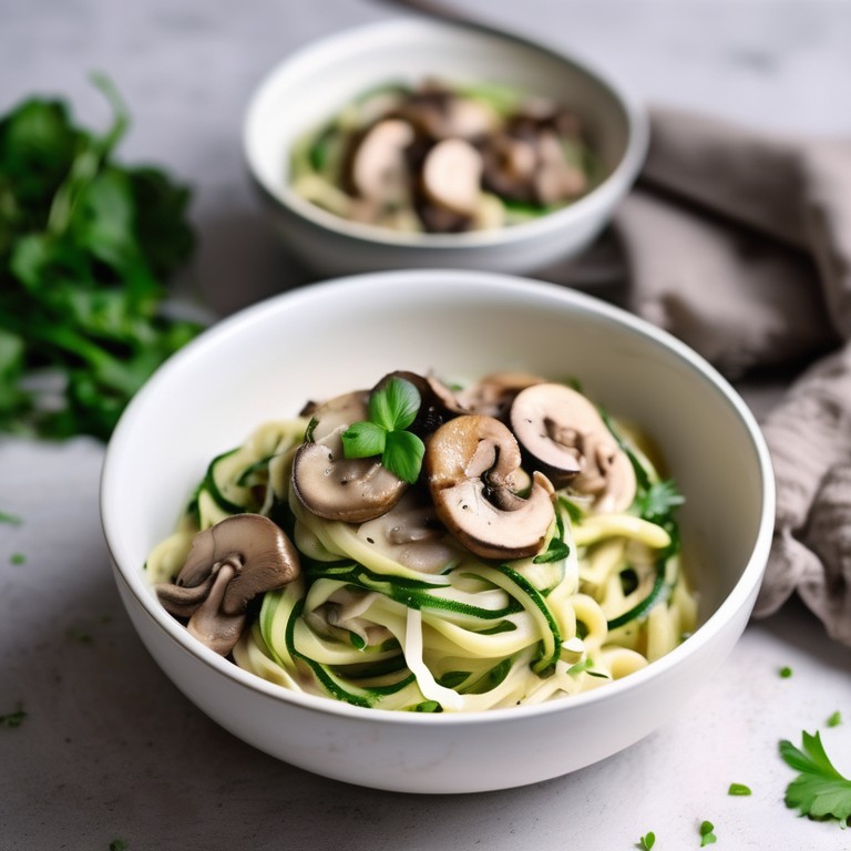 Espaguetis de Zucchini con Pollo y Hongos