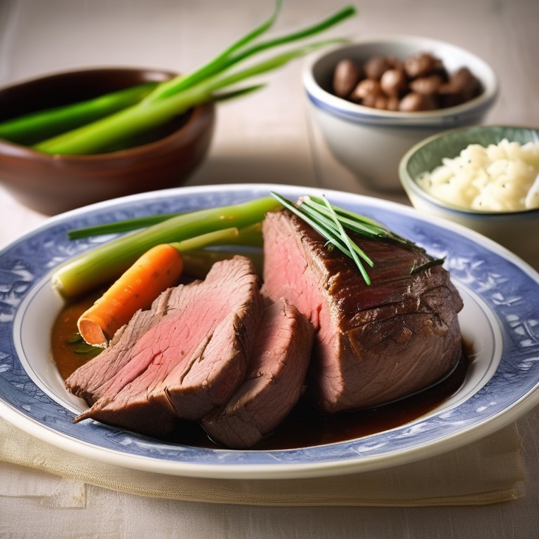Rosmarin-Roastbeef mit Karotten und Frühlingszwiebeln