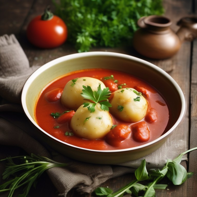 Vegetarische Kloßteigbällchen in Tomatensauce