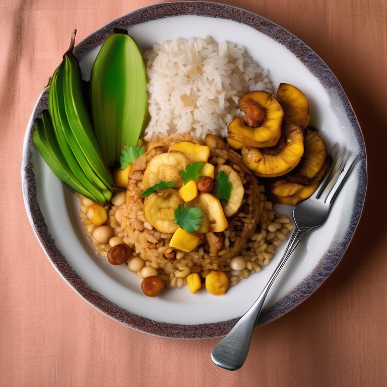 Arroz con Garbanzos y Plátano Maduro