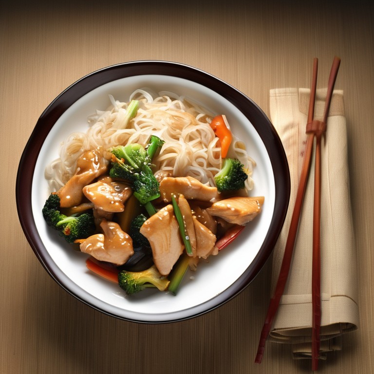 Stir-Fried Chicken and Rice Noodles