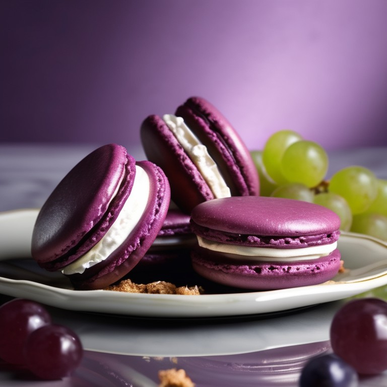 Concentrated Grape Macarons with Sweet & Savory Smooth and Creamy Goat Cheese-Sherry Filling