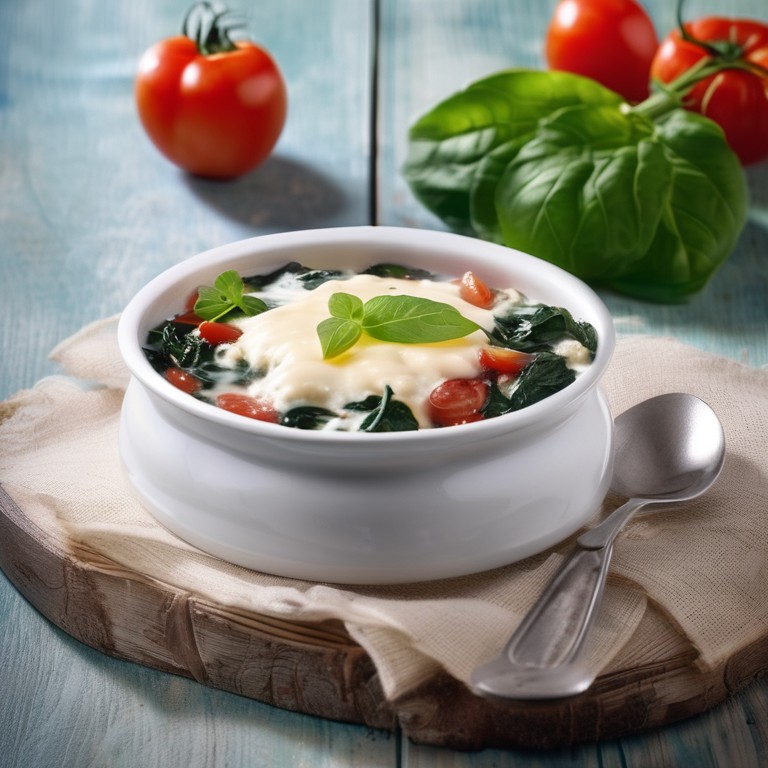 Gebratene Putenbrust mit Käse, Spinat, Tomaten, Pilzen und Kefir