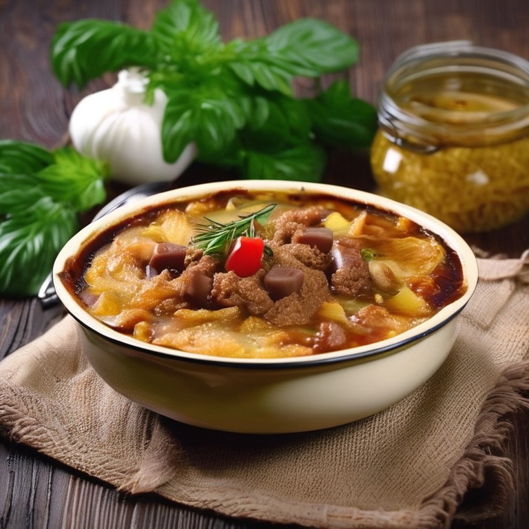 Тушёный картофель с мясом и грибами