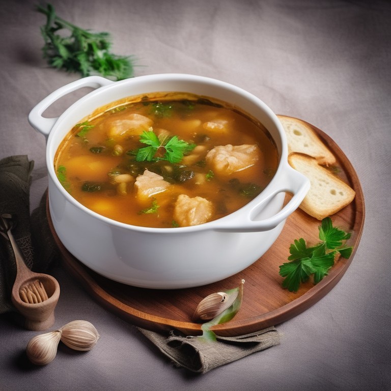 Суп с шампиньонами, плавленным сырком, луком и гречкой