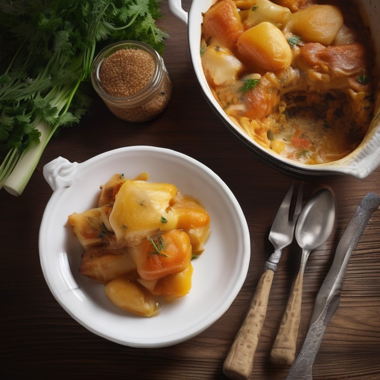 Ofen-gebratene Hähnchenschenkel mit Kartoffeln und Karotten