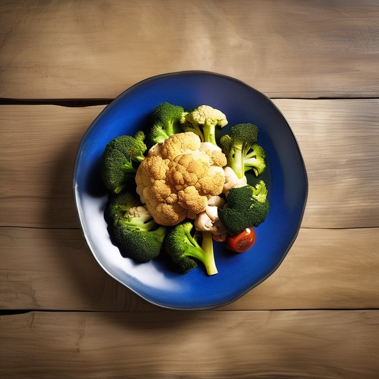 Roasted Cauliflower and Broccoli with Chicken