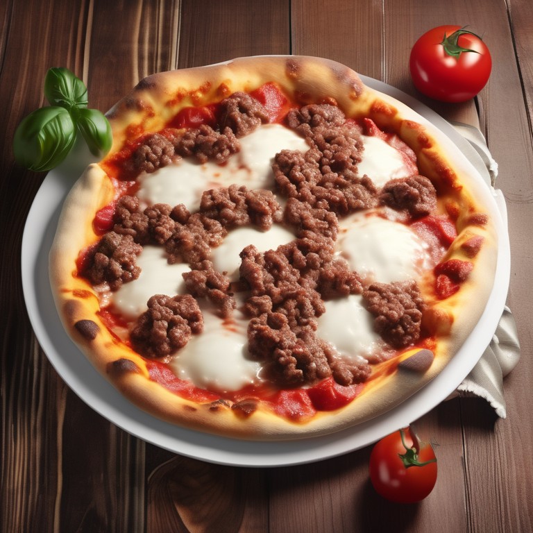 Mozzarella Pizza with Ground Beef