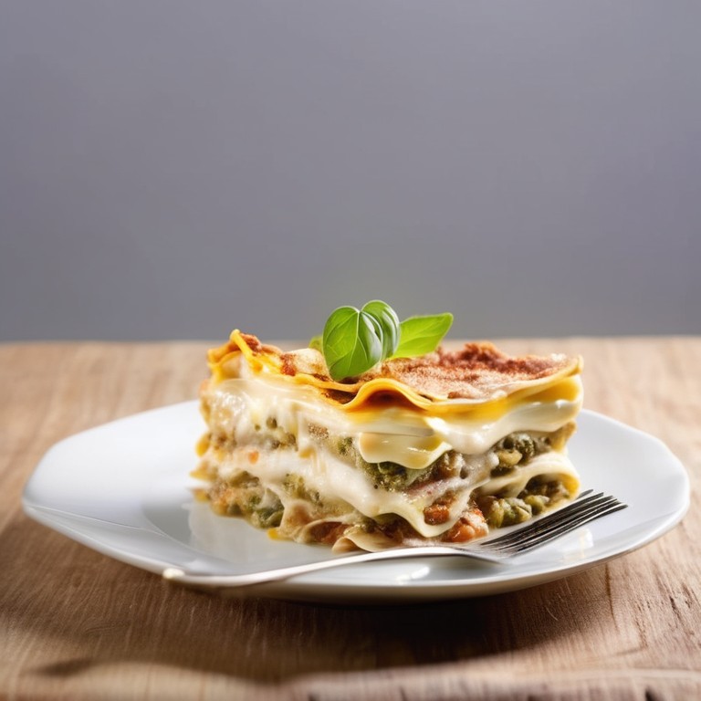 Vegetarische Lasagne mit Bärlauch Espuma und Wildkräutern
