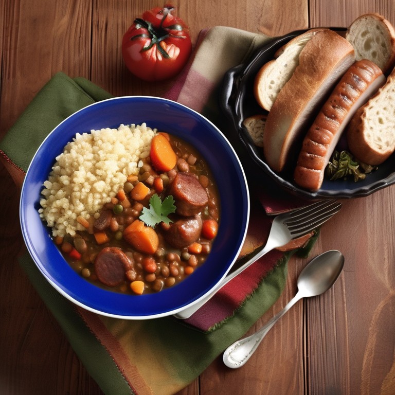 Savory Lentil Stew with Bacon and Sausages