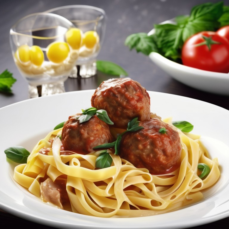 Classic Pasta with Meatballs and Eggs