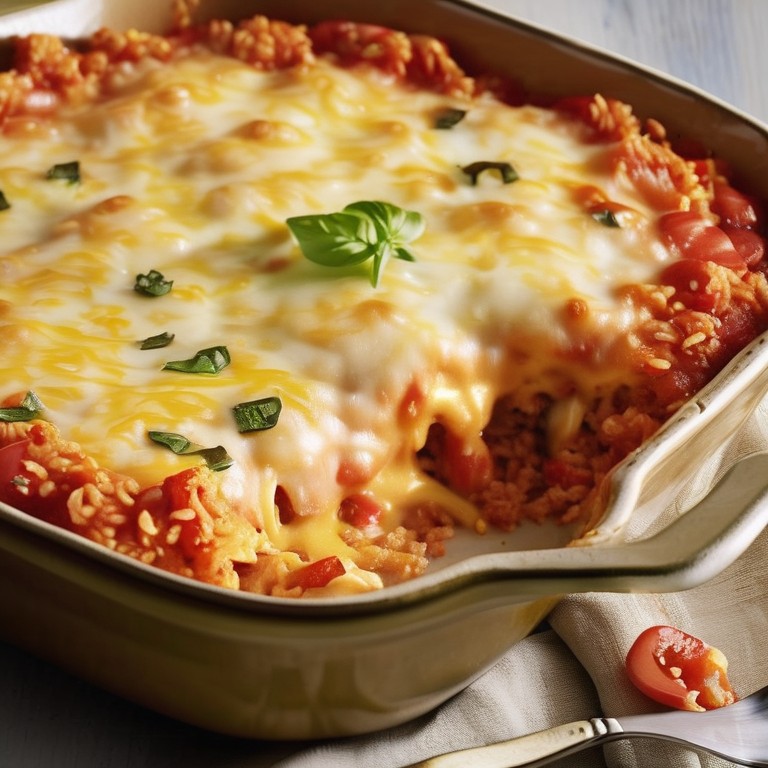 Cheesy Tomato Rice Bake