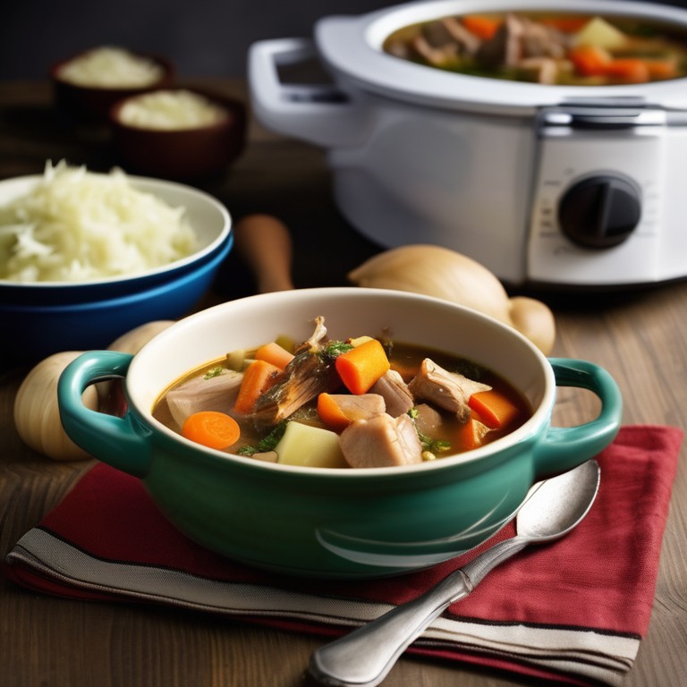 Turkey and Vegetable Stew with White Cabbage in a Multicooker