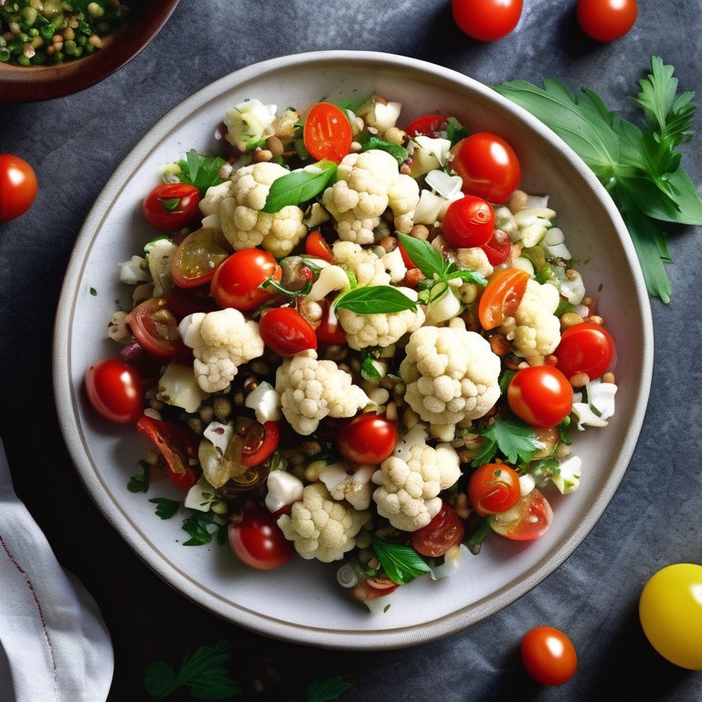 Blumenkohl-Linsen-Salat mit Cherry Tomaten