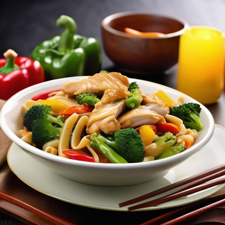 Asian Style Chicken Pasta with Vegetables