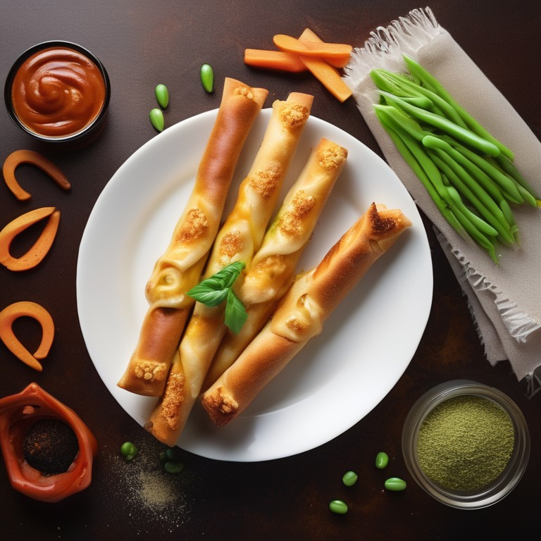Cheese-Stuffed Breadsticks with Spicy Vegetables