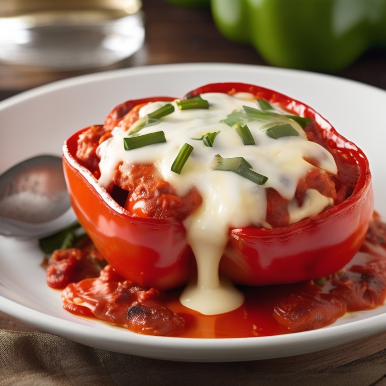 Pepperoni and Mozzarella Stuffed Bell Peppers