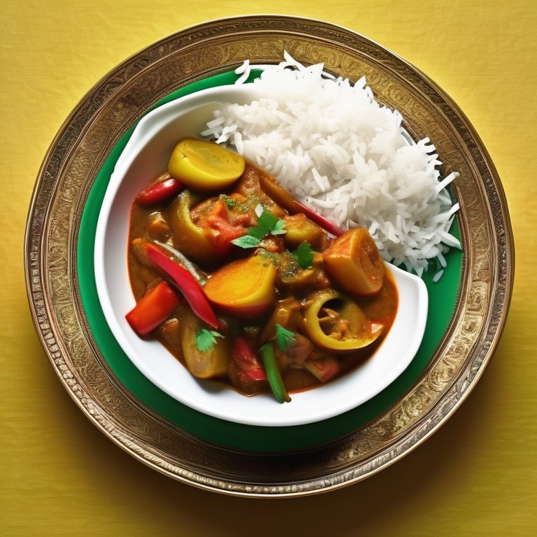 Spicy Potato and Tomato Curry with Bell Peppers