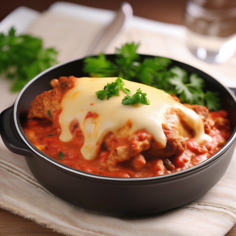 Hünchen-Hackfleisch Auflauf mit Tomatensoße
