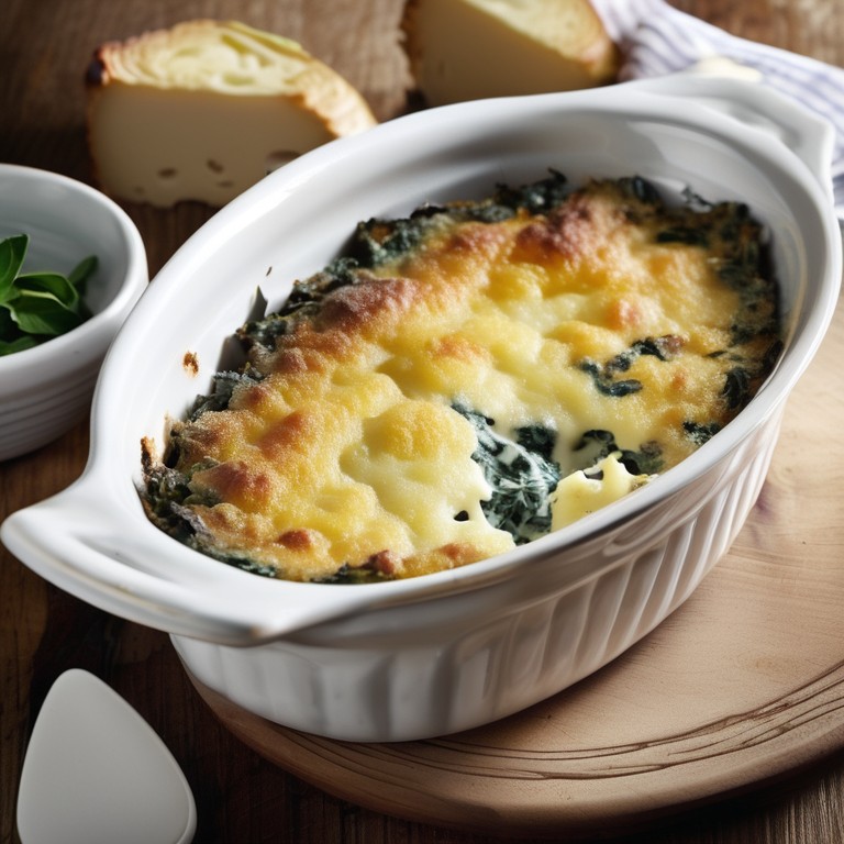 Kartoffel-Spinat-Gratin mit Kasseler und Käse