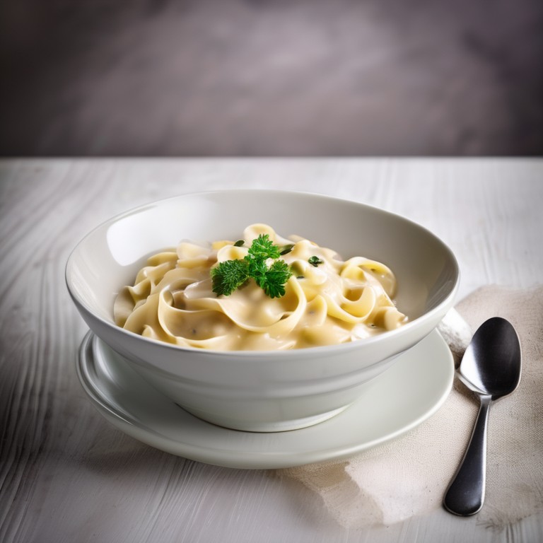 Eiernudeln mit Sahnesauce und Zwiebel-Knoblauch Gewürzmischung