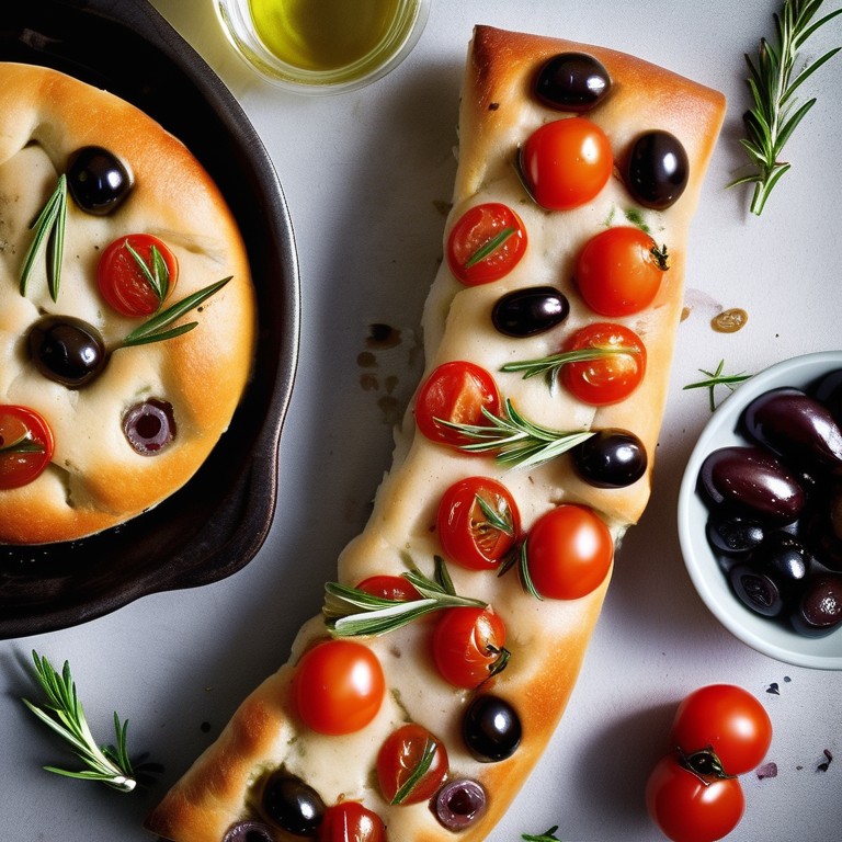 Focaccia Barese with Tomatoes and Olives