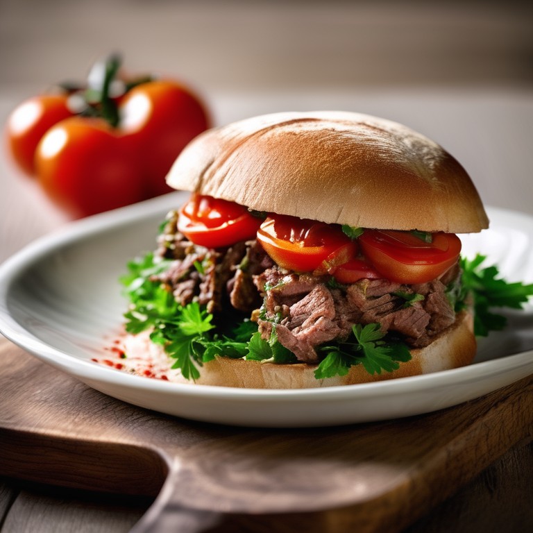 Sanduíche de Carne com Tomate e Cebola