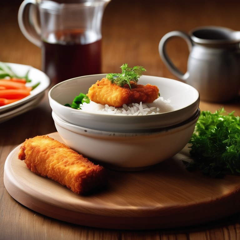 Gemüse-Reis-Pfanne mit Fischstäbchen und Schnitzel