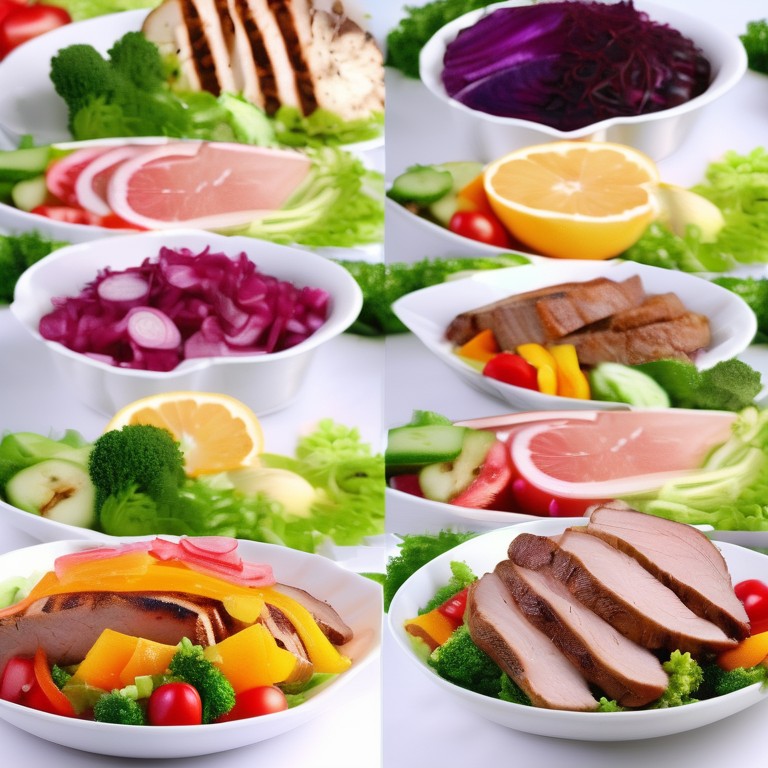 Colorful Rainbow Salad with Grilled Meats
