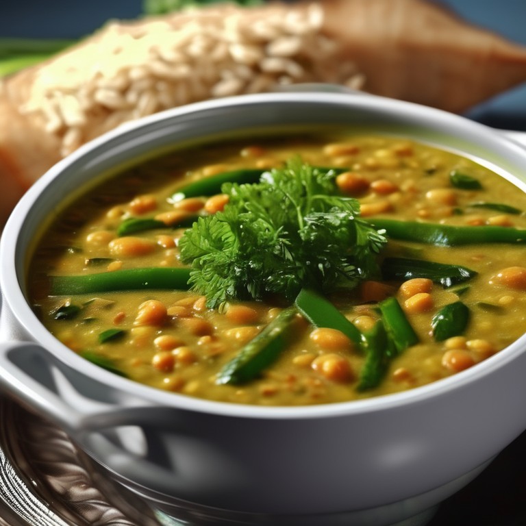 Healthy Daal with Rice and Green Veggies