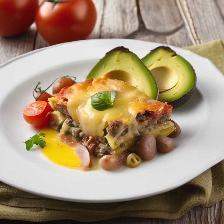 Hackfleisch-Tomaten-Avocado-Gratin