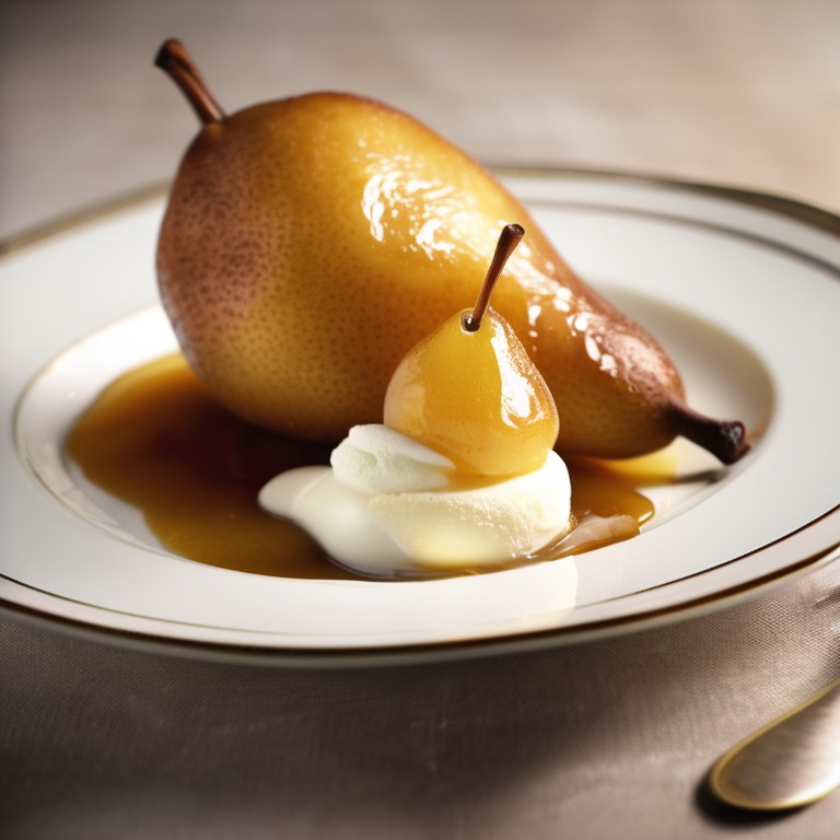 Honey Roasted Pear with Vanilla Ice Cream