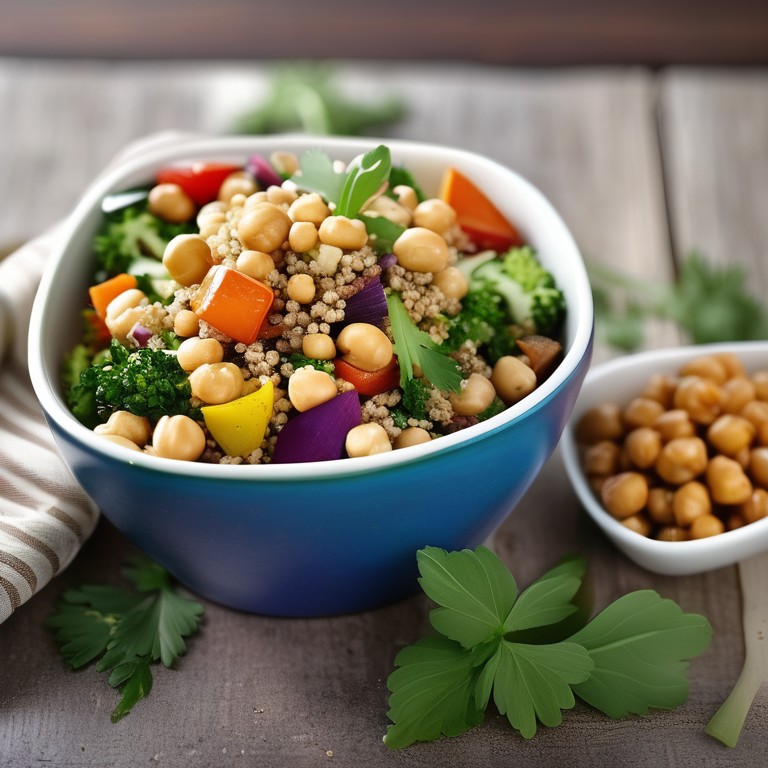 Quinoa Salad with Chickpeas and Roasted Vegetables