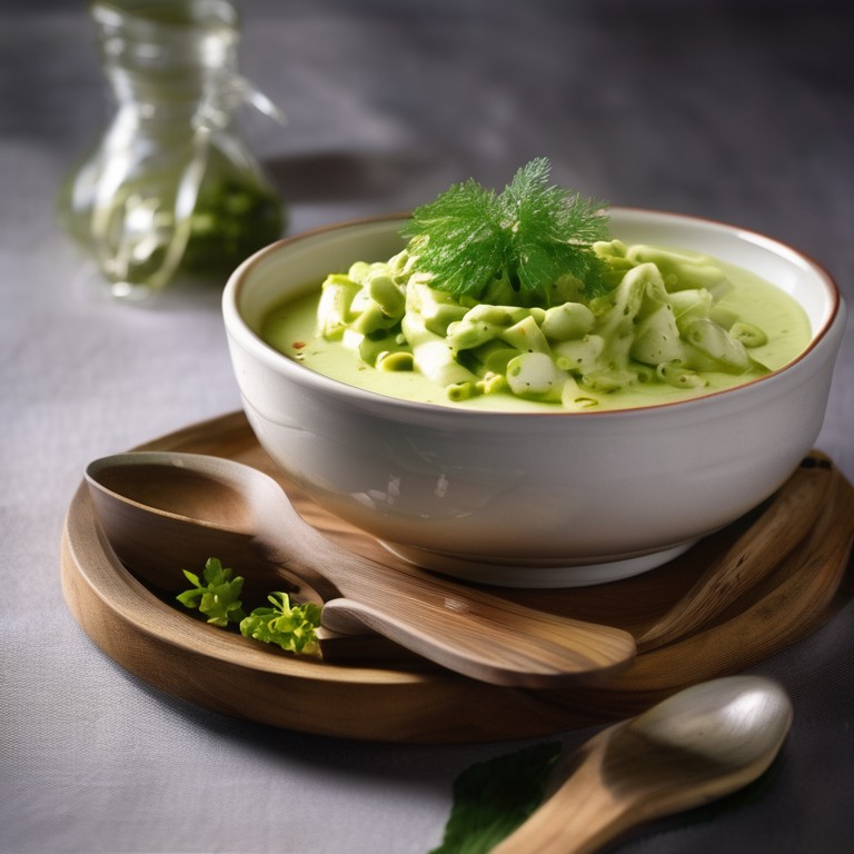 Gewürzgurkensalat mit süßem Senf- und Wasabi-Dressing