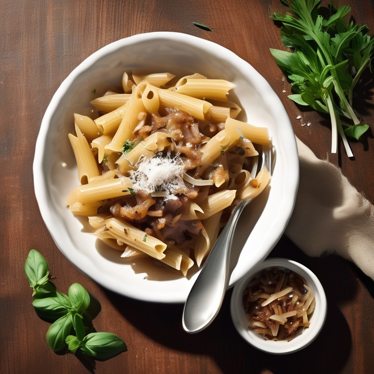 Pasta with Caramelized Onions and Beans