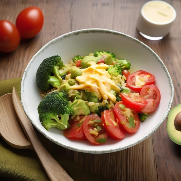 Cheesy Broccoli and Avocado Rice Bowl