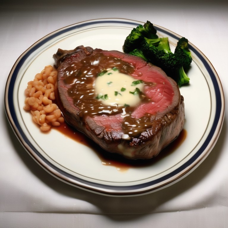 Steak aux Champignons avec Riz au Fromage et Épinards à la Sauce Tomate