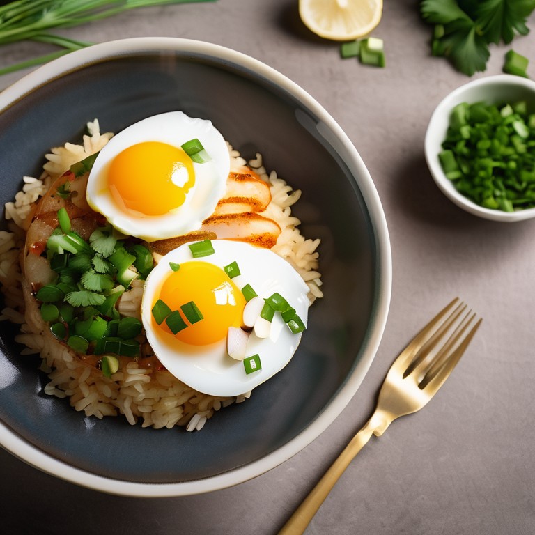 Savory Egg Rice Bowl with Spicy Garlic Sauce