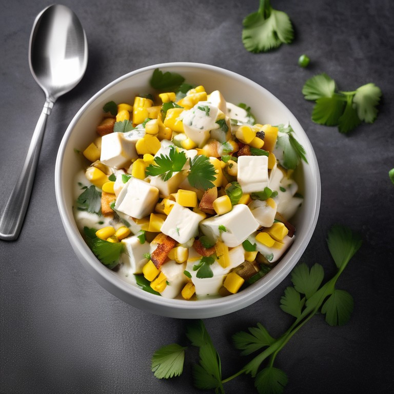 Paneer and Sweet Corn Salad with Creamy Yogurt Dressing