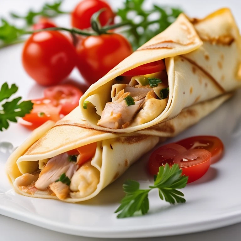 Chicken Omelette Crepes Roll