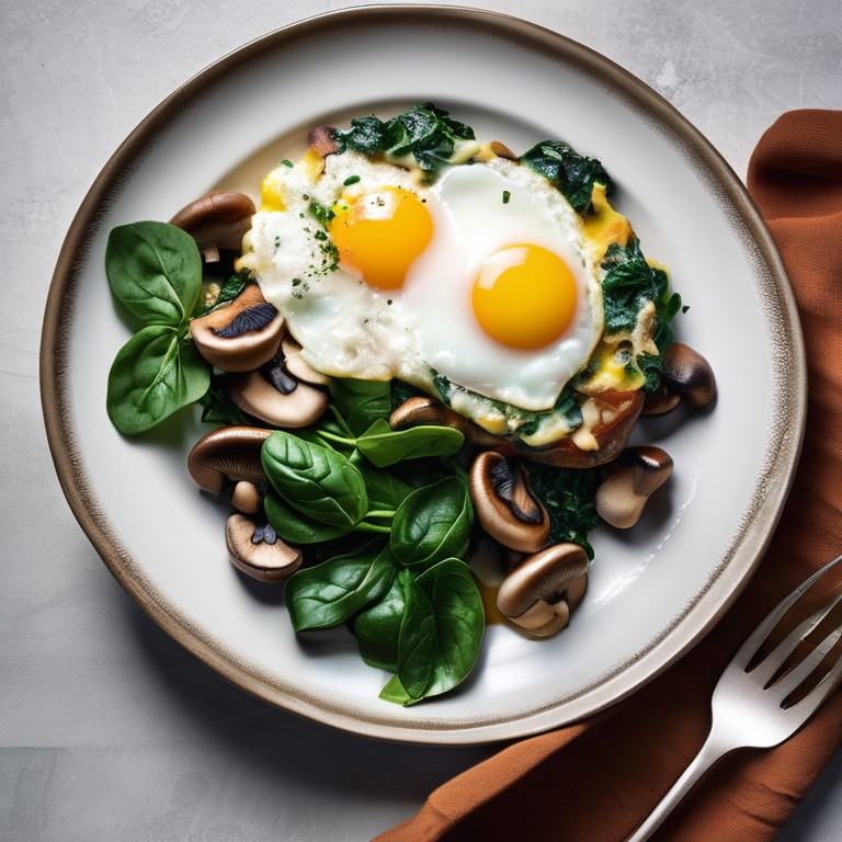 Baked Mushroom and Spinach Sunny Side Up