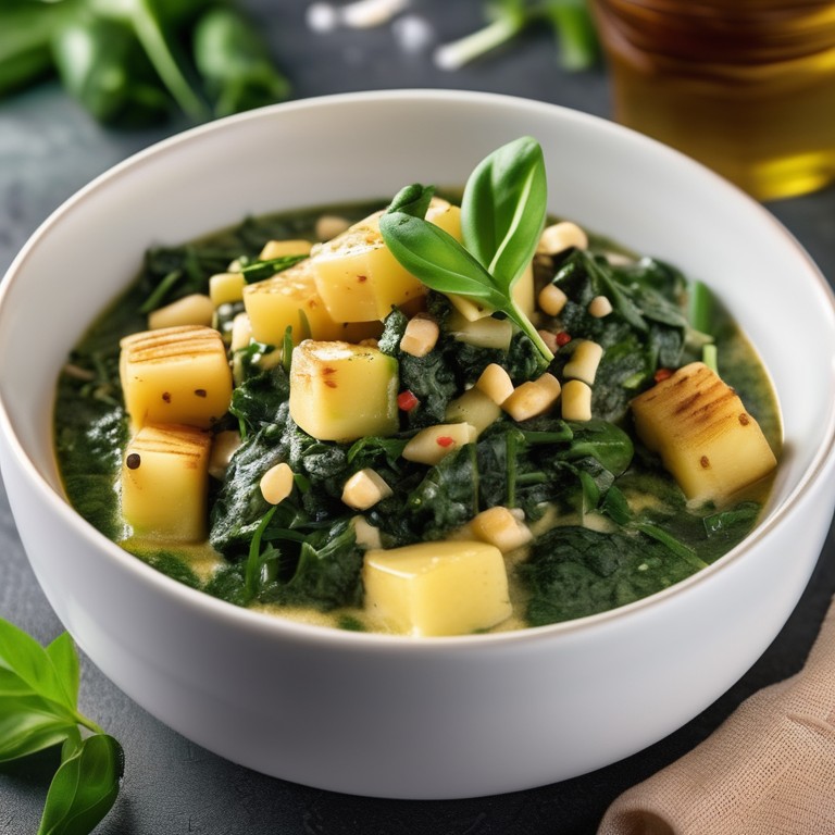 Creamy Spinach and Potato with Baby Corn