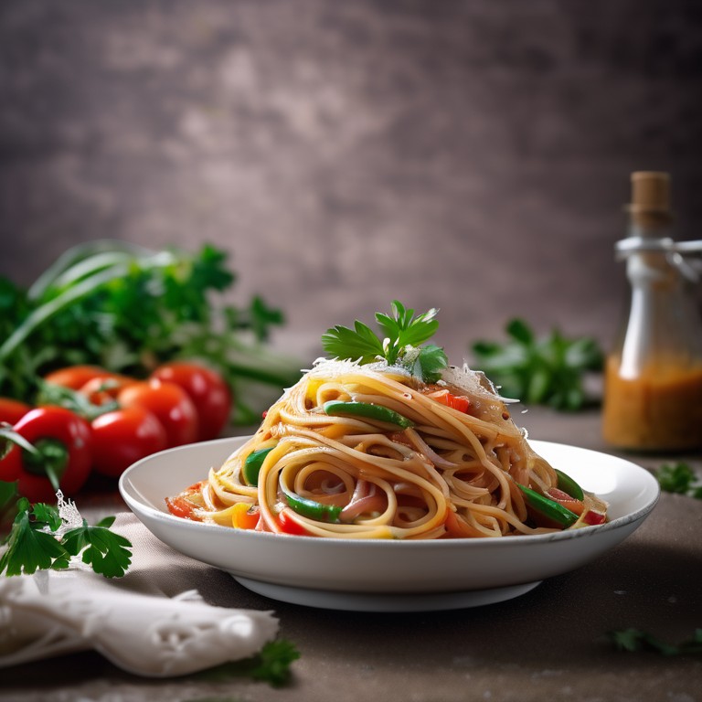 Vegetable Spaghetti with Sweet and Sour Sauce