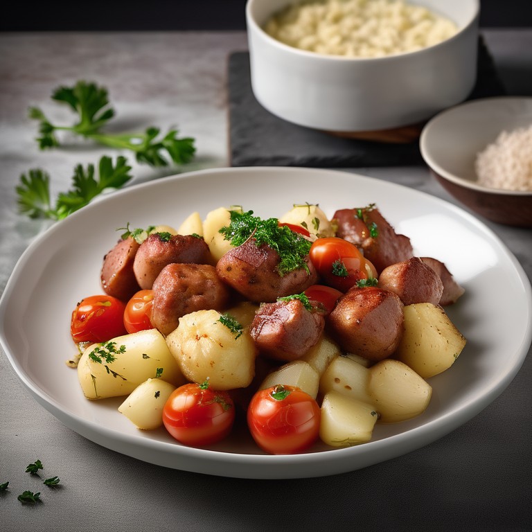 Blumenkohl-Kartoffel-Tomate mit Jagdwurst