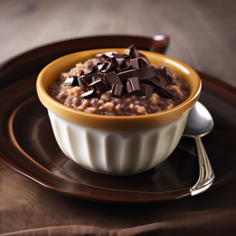 Schokoladen-Reispudding mit Honig und braunem Zucker