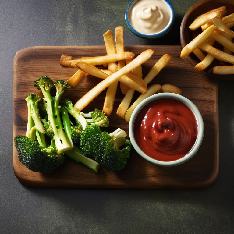 Broccoli Stalk Pringle-Style Fries with Duo Dips